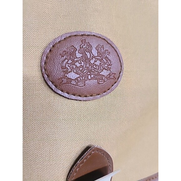 VTG Polo Ralph Lauren Shoulder Laptop Messenger Bag Leather Straps Canvas - Picture 9 of 10